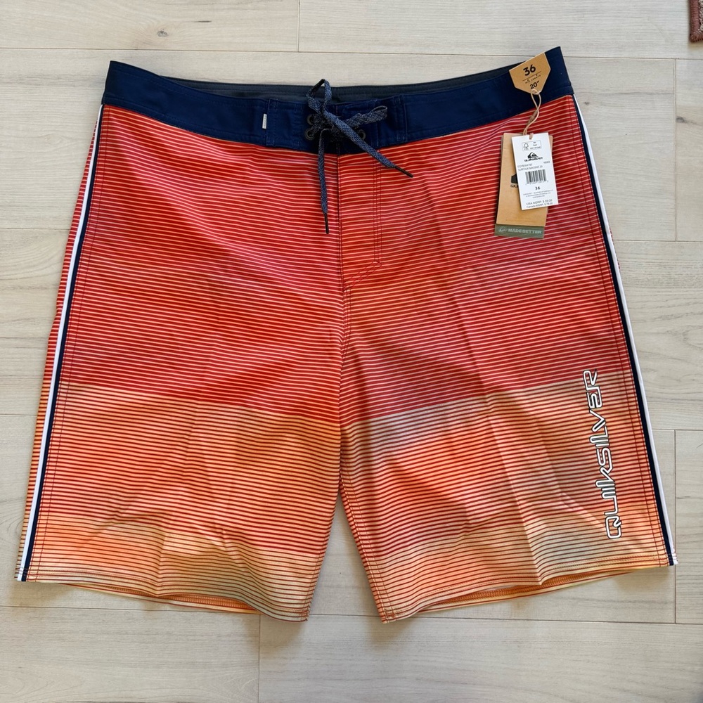 Quiksilver Men's Navy Waistband Orange to Red Gradient Board Shorts